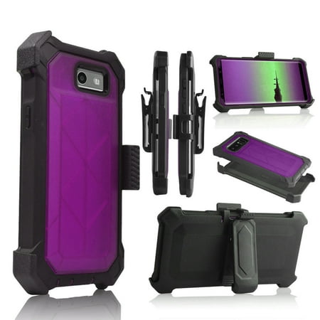 for 5" Samsung Galaxy J3 Luna Pro ECLIPSE Mission Case Phone Case 360° Cover Screen Protector Clip Crystal Holster Kick stand Armor Shock Bumper Purple