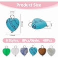 thumbnail image 2 of 48Pcs 6 Styles Natural Heart Stone Charms Love Pendants Colorful Gemstone Charm Smooth Stone Dangle Charms Tiger Eye Charms with Brass Loops for Jewelry Making, 2 of 7