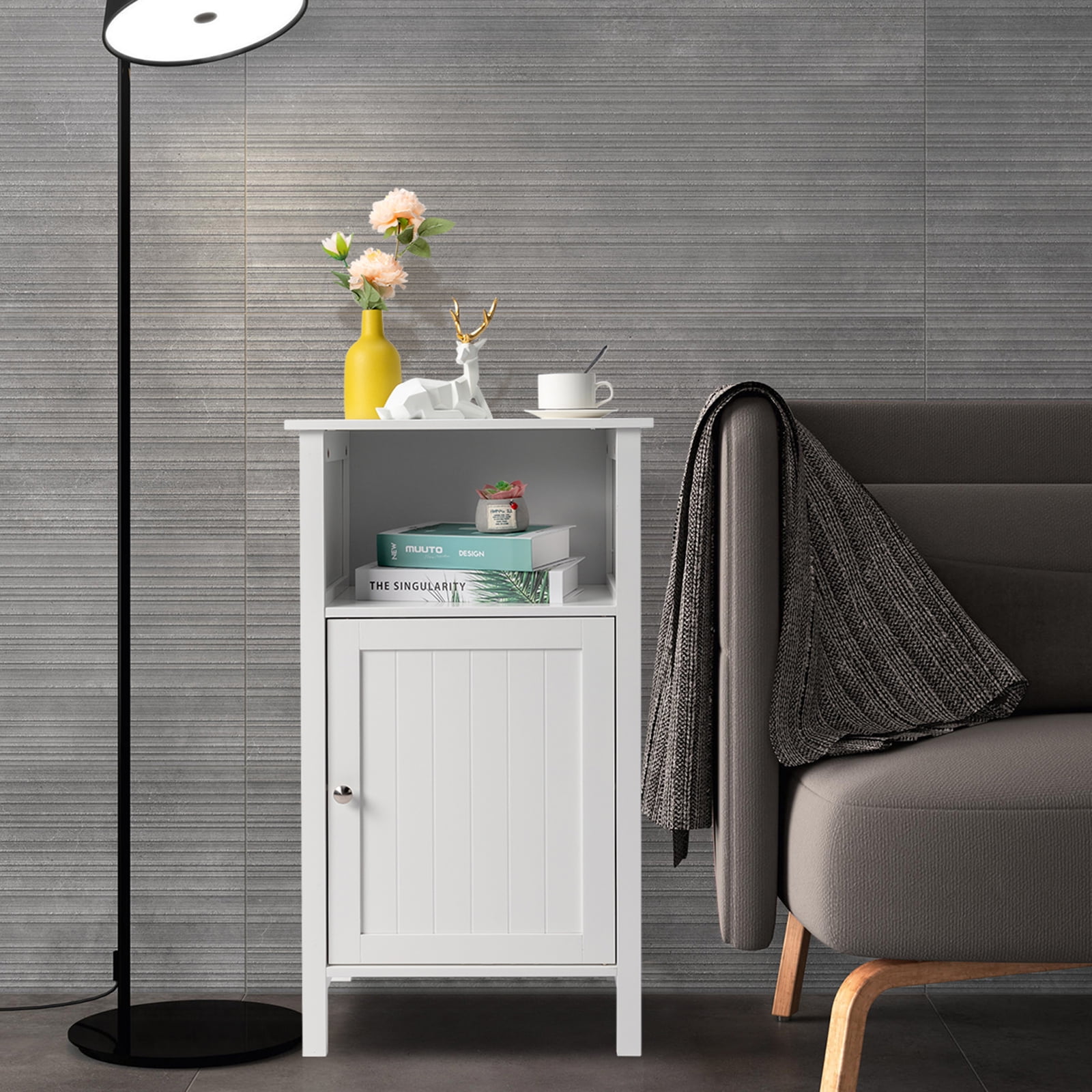 GoDecor SIngle Door Bathroom Storage with Open Shelf Free