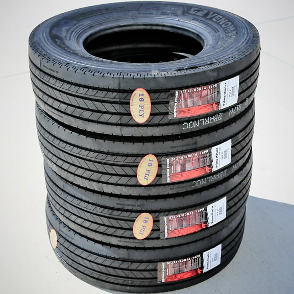 Set of 4 Venom Power Primo Hauler All Steel ST235/80R16 235/80R16 130/126L H 16 Ply Trailer Tires