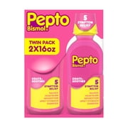 Pepto Bismol Liquid, Upset Stomach Relief, Stomach Relief, Anti-Diarrheal, 16 Fl oz, 2 Pack