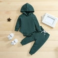 thumbnail image 2 of Scyoekwg Girls Clothes Infant Newborn Toddler Girls Baby Boys Sports Sets Fashion Cute Solid Color Long Sleeve Hooded Romper Drawstring Pants Suit Green3 Months, 2 of 8