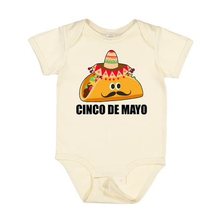 

Inktastic Cinco De Mayo with Taco with Eyes Mustache and Sombrero Gift Baby Boy or Baby Girl Bodysuit