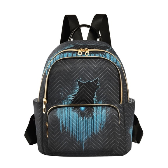 WOBOGO Dark Wolf Blue Wave Butterfly Backpack Durable Lightweight Shoulder Bag Built-in Laptop Sleeve and Multiple Utility Compartments