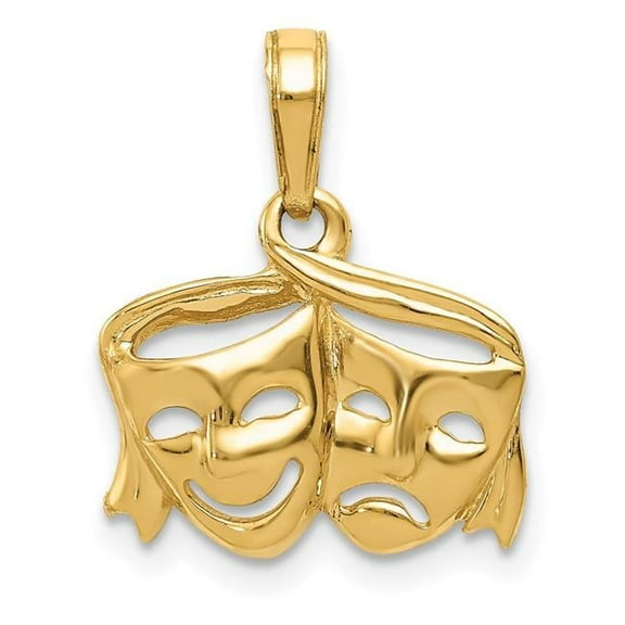 Finest Gold 14K Yellow Gold Polished Open-Backed Comedy & Tragedy Pendant