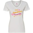thumbnail image 3 of Inktastic I'm Grandma's Favorite with Arrow and Hearts in Pink Women's V-Neck T-Shirt, 3 of 5