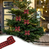 Christmas Plaid Ribbon, Imitation Linen Webbing for DIY Tree Decoration, Gift Wrapping and Craft, 6 Meters Length, 4cm Width