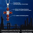 thumbnail image 2 of Gem Stone King 925 Sterling Silver Red Garnet and Lab Grown Diamond Cross Pendant Necklace for Women | 3.25 Cttw | Gemstone January Birthstone | Oval 6X4MM | With 18 inch Chain, 2 of 6