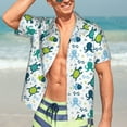 thumbnail image 3 of Fotbe Cartoon Sea Creatures Hawaiian Shirt for Men Unisex Summer Beach Casual Short Sleeve Cotton Linen Button Down Shirts-X-Large, 3 of 5
