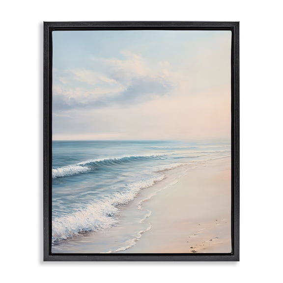 Stupell Industries Serene Sands at Sunset Landscape & Nature Painting Black Floater Framed Canvas Art Print Wall Art, 17 x 21