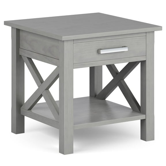 Simpli Home Kitchener Square Contemporary End Side Table in Fog Gray