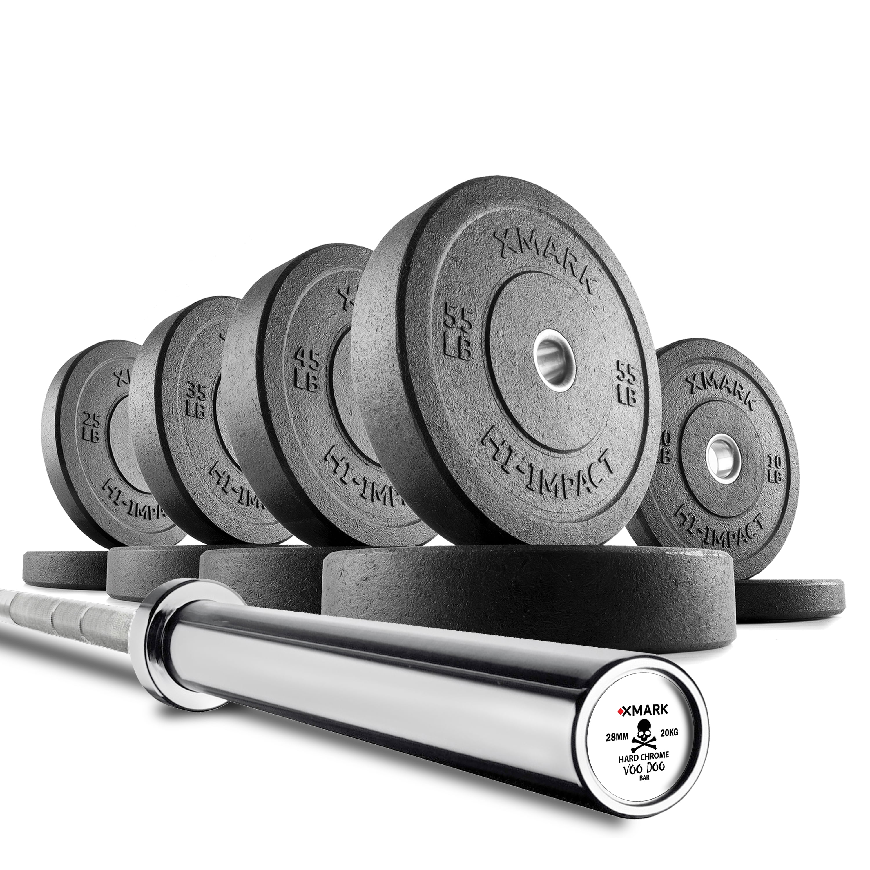 XMark VOODOOCHROME Commercial 7' Olympic Bar PLUS 340 lbs. of XMark HIIMPACT Commercial
