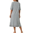 thumbnail image 3 of INSPIRE CHIC Women Zipper Robe Long Sleeve Loungewear Housecoat Midi Nightgown with Pockets 2XL Light Gray, 3 of 5