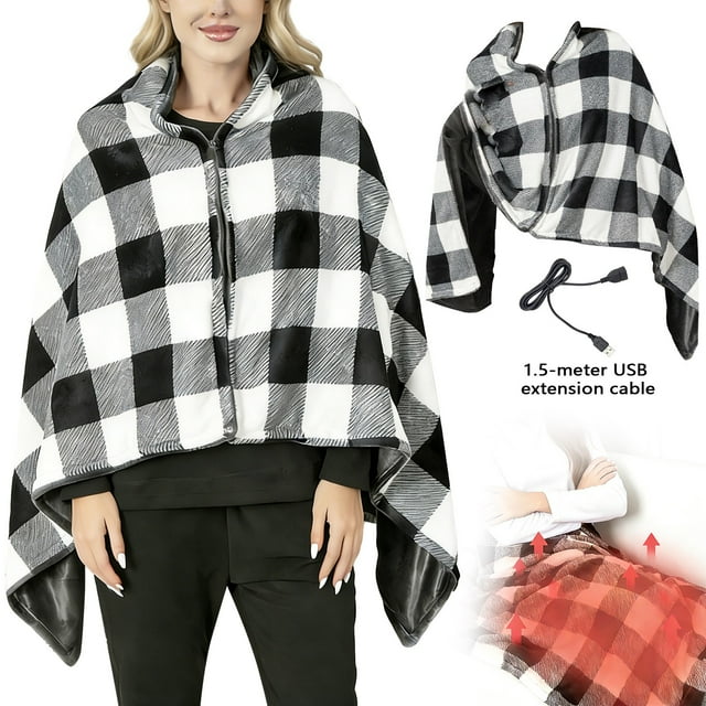 BotaniNest Multifunctional Blanket Heated Shawl USB Heated Shawl Warm Blanket Heated Mat Extra 150cm Extension