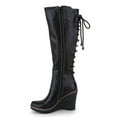 thumbnail image 2 of Ferwind Women's Knee-High Boots Wedge Heels Lace up Adult Black Tall Shaft  7.5, 2 of 9