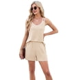 thumbnail image 3 of Women 2 Pieces Summer Clothes Set Outfit Khaki L, 3 of 9