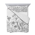 thumbnail image 7 of Grey Flowers Full Size Down Alternative Comforter, Lightweight Comforter Quilt Bedding Set with Pillow Shams Garden Botanical Leaf Watercolor White All Seasons Bed Comforter Duvet Insert 78"x90", 7 of 7