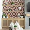 thumbnail image 4 of S4Sassy Peel and Stick Walls Covering, Geometric Floral Print - Asian Style Mural, Instant Walls Makeover for Bathroom, Laundry Room, Closet Interior - Self-Adhesive Wallpaper Vinyl - Brown, 25"x120", 4 of 9