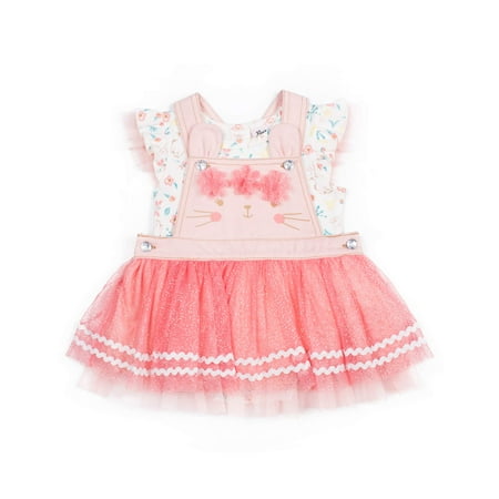 Bunny Girl Set (Short Sleeve Bunny Print T-shirt & Glitter Twill Skirtall, 2pc Outfit Set (Baby Girls & Toddler)