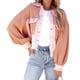 thumbnail image 3 of Chaqueta Informal de Larga con Solapa para Mujer, Otoño e Invierno, con Lavado y Cepillado en Color Contrastante. Rosa L, 3 of 10