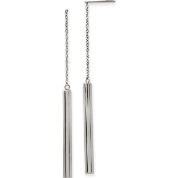 Stainless Steel Polished Bar Post Dangle Earrings (77.87 X 3.46) Made In China sre1268