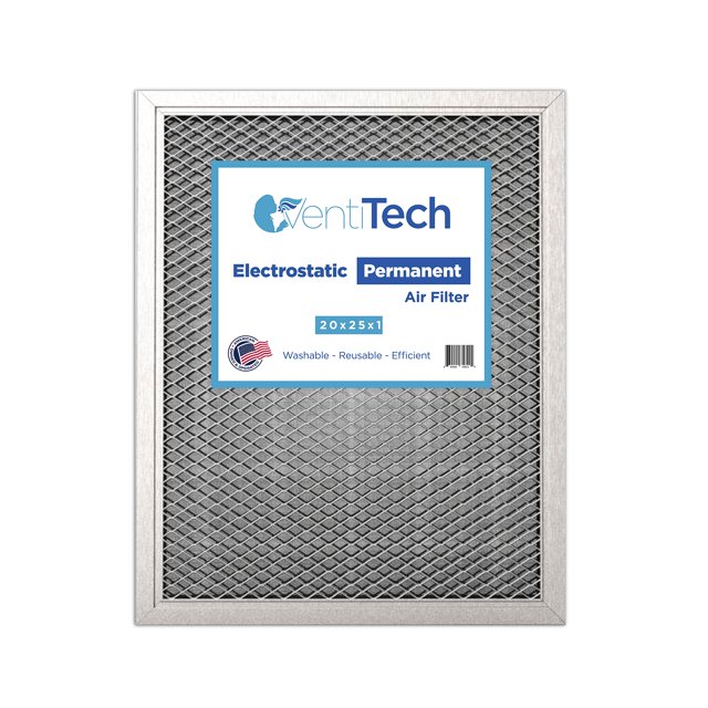 Venti Tech 20x25x1 Washable Electrostatic Air Filter. Reusable HVAC & Furnace Air Filter
