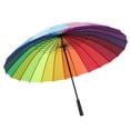 thumbnail image 4 of Long Handled Umbrella 24 Rib Large Windproof Reinforced Straight Umbrella for Outdoor Gift Rainbow, 4 of 5