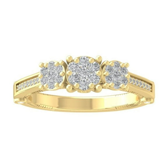ARAIYA FINE JEWELRY 10K Yellow Gold Round-shape Diamond Composite Ring (1/2 cttw, I2-I3 Clarity, I-J Color) Size 5