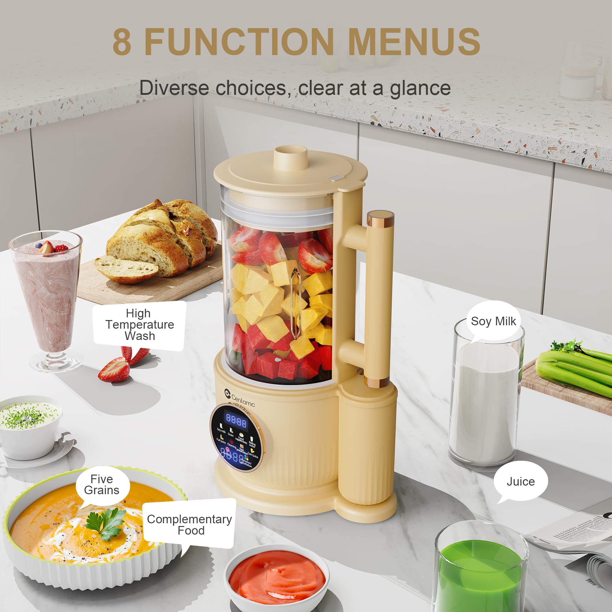 Automatic Nut Milk Maker Machine - 50oz Capacity, Low Noise, With Auto Clean, Timer & Keep Warm For Soy, Oat, Almond Milk