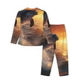 thumbnail image 2 of Rateoe Sunset Dancing Dolphin Pattern Womens Pajamas Set Long Sleeve Sleepwear Button Down Nightwear Soft Cotton Pj Lounge Sets, 2 of 9