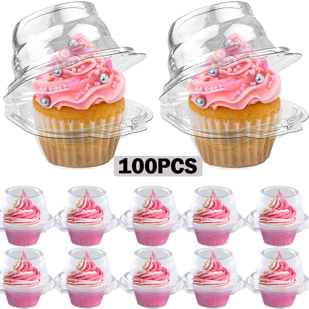 Mainstays Round Plastic Cake and Cupcake Carrier, Clear with Gray Handle,  Clasps and Base (1 Each) Includes Slice-and-Server Utensil, 13.2 x 8.5