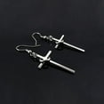 thumbnail image 4 of Par de material acero Inoxidable De Plata Cruz Crucifijo Cuelga Gancho Pendiente Studs, 4 of 6