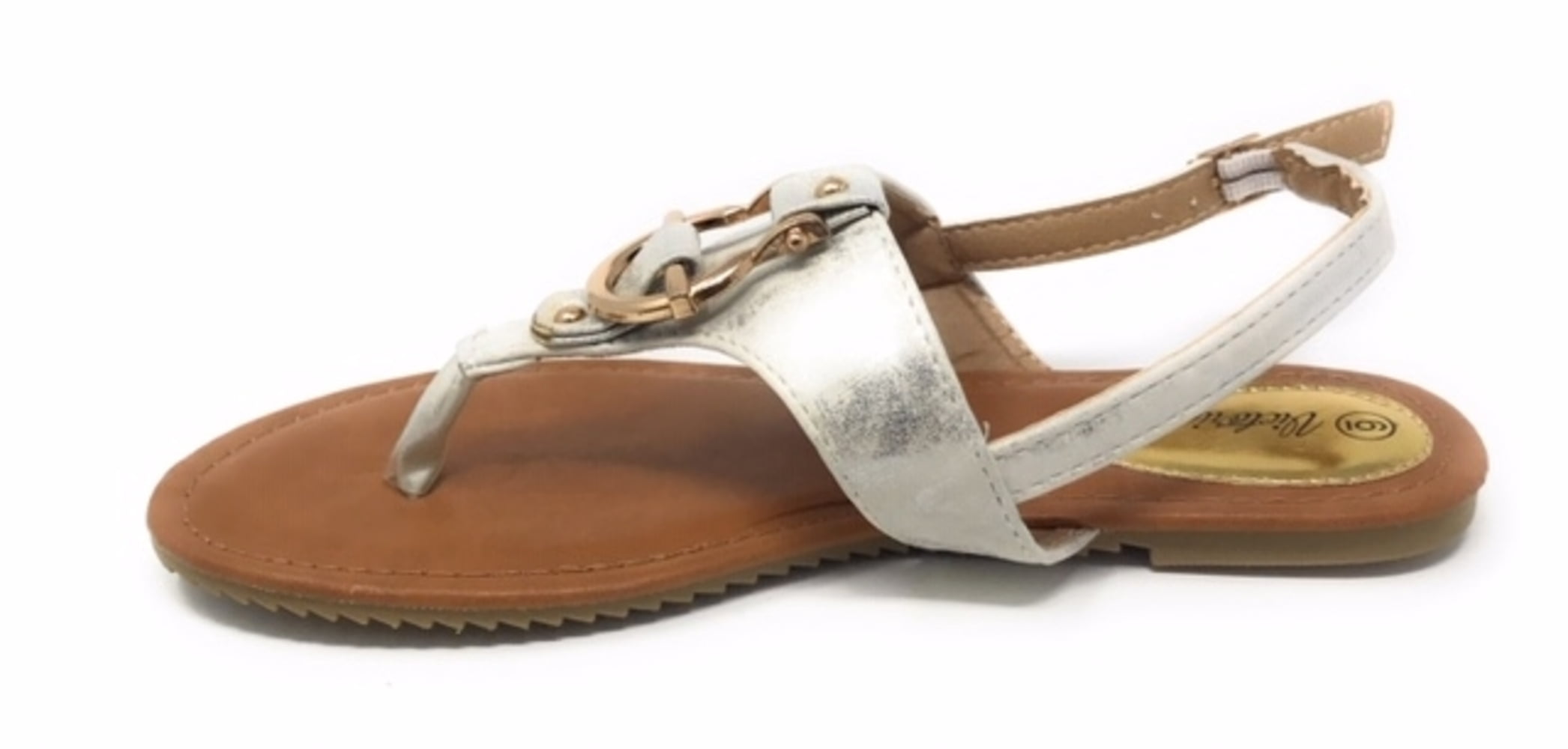 Victoria K Women's Gold Buckle Metallic Sandals