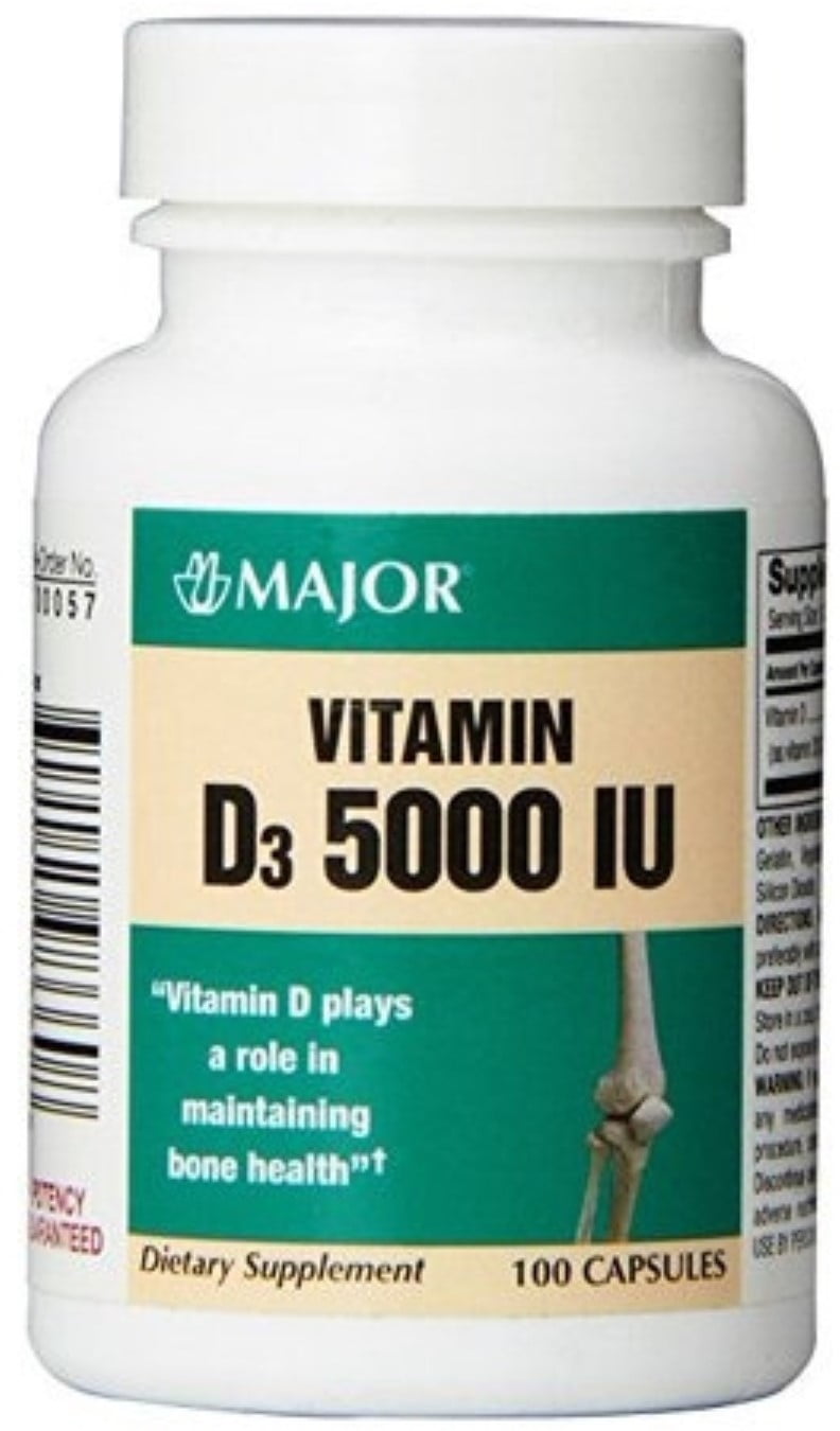 MAJOR D3 5000IU CAPS CHOLECALCIFEROL5000 Unit White 100 CAPS UPC 309045986608