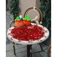thumbnail image 3 of Christmas Fitted Tablecloth for Round Tables,Xmas Light Ball Waterproof Table Cover with Elastic Edge,Winter Snowflake Red Kitchen Circle Table Cloth for Indoor Outdoor Decor 45"-54" in, 3 of 4