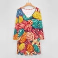 thumbnail image 4 of Pastel Rainbow Lollipop Long Sleeve Dresses For Women Vintage Elegant Party Dress Oversized V-neck Dress S-8XL, 4 of 7