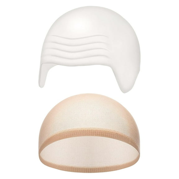 Tanglewen 2 Pcs Halloween Bald Caps Makeup Latex Bald Caps Head Wig hat Costume Accessories for Adults(Skin Color,Simple Style-A)