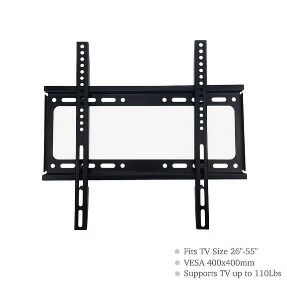 TV Wall Mount Fixed, Low Profile TV Mount, Wall Mount TV Bracket for Most 26-55 inch TVs with Max VESA 400X400mm up to 99lbs Fits 16'' Wood Studs