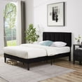 thumbnail image 5 of VECELO Queen Bed Frame with Upholstered Headboard, Heavy-Duty Platform Bedframe with Strong Wooden Slats Support, No Boxing Spring Needed,White, 5 of 6