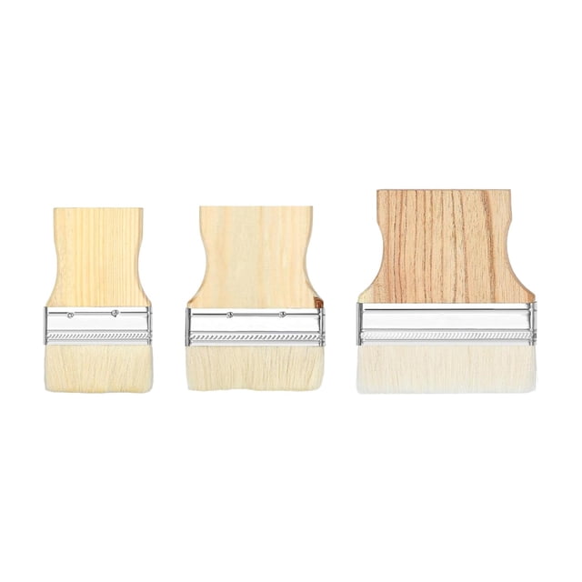 Juego de 3 pinceles planos de paleta ancha Strade Fareast Limited para pintura de ángulo variado con mango de madera