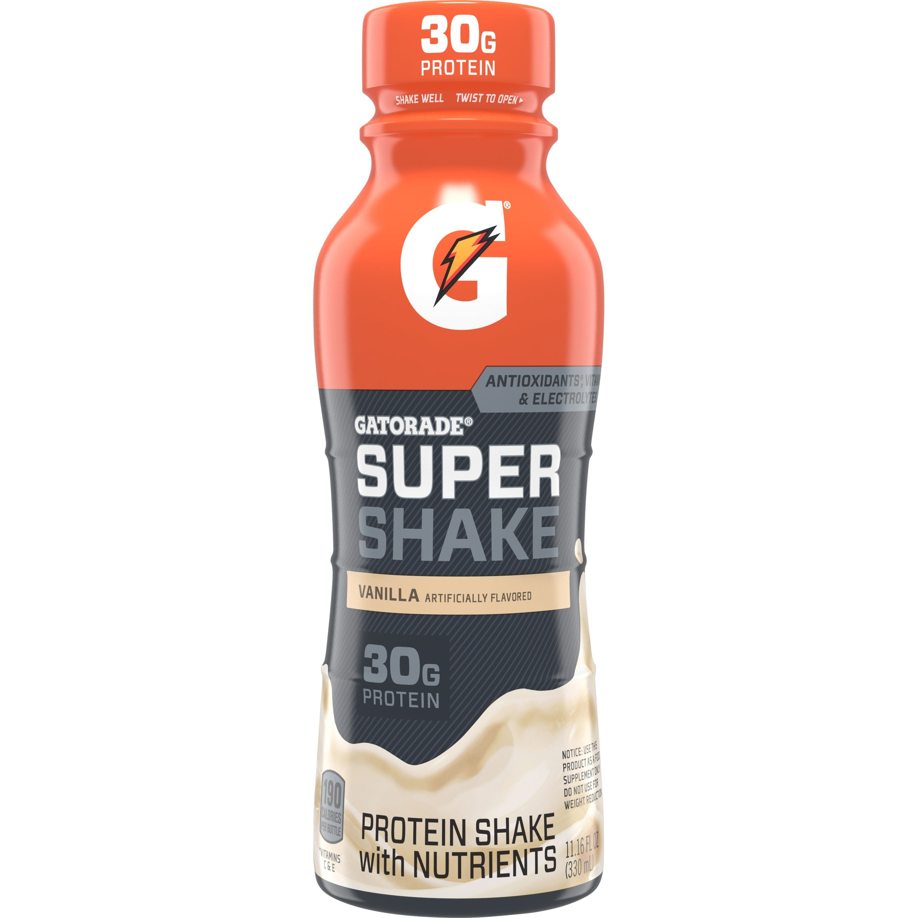 Gatorade Super Shake, Protein Shake with Nutrients, Vanilla, 11.6 oz
