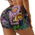 thumbnail image 2 of Wukai Vintage Floral Print Pack Biker Shorts for Women Yoga Workout Gym Running Scrunch Active Shorts-Small, 2 of 8