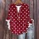 thumbnail image 1 of Tejiojio Women's Casual Printed Top Lace Trim V-Neck 3/4 Sleeves Button Down Fashionable Daily Wear, 1 of 6
