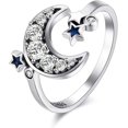 thumbnail image 1 of Premium Simple Women Blue Star Moon Open Finger Ring Gift for Girl, 1 of 6