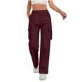 thumbnail image 2 of YueHuiYing Fashion Pants Women Ladies Solid-color Stretch Belt Long Pants String Button Pockets Pants Trousers, 2 of 9