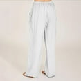 thumbnail image 7 of POROPL White Linen Pants Women Loose Wide Leg Drawstring Elastic Waist Pants With Pocket,Pants for Fashion, 7 of 7