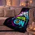 thumbnail image 6 of Neon Gamer Mode Design Vibrant Digital Gamer, Cozy Friendship Quote Scene, Warm Flannel Blanket for Living Room and Reading Nook, Art Lovers Friendship Gift, Fantasy Home Decor, 6 of 9