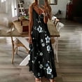 thumbnail image 2 of USSUMA Sun Dresses Women Summer Casual, Women's Summer Floral Printed Bohemian Spaghetti Strap Long Maxi Dress V Neck Sleeveless Casual Beach Vacation Sundresses, 2 of 5