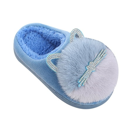 

GDEGE Children Cotton Slippers Kids Children s Boys Girls Winter Fall Cartoon Plush Shoes Indoor Home Warm and Cute Flock Slippers Soft Warm Comfortable Flat Cotton Slippers