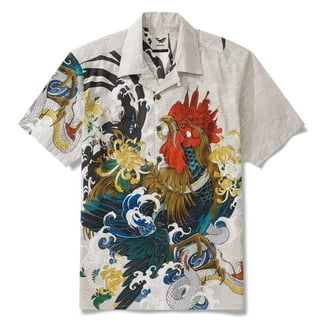 YIUME Men's Hawaiian Shirt – 100% Cotton Long Sleeve, Loose Fit Aloha Button-Down For Vacation & Party